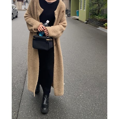 side button knit long  cardigan