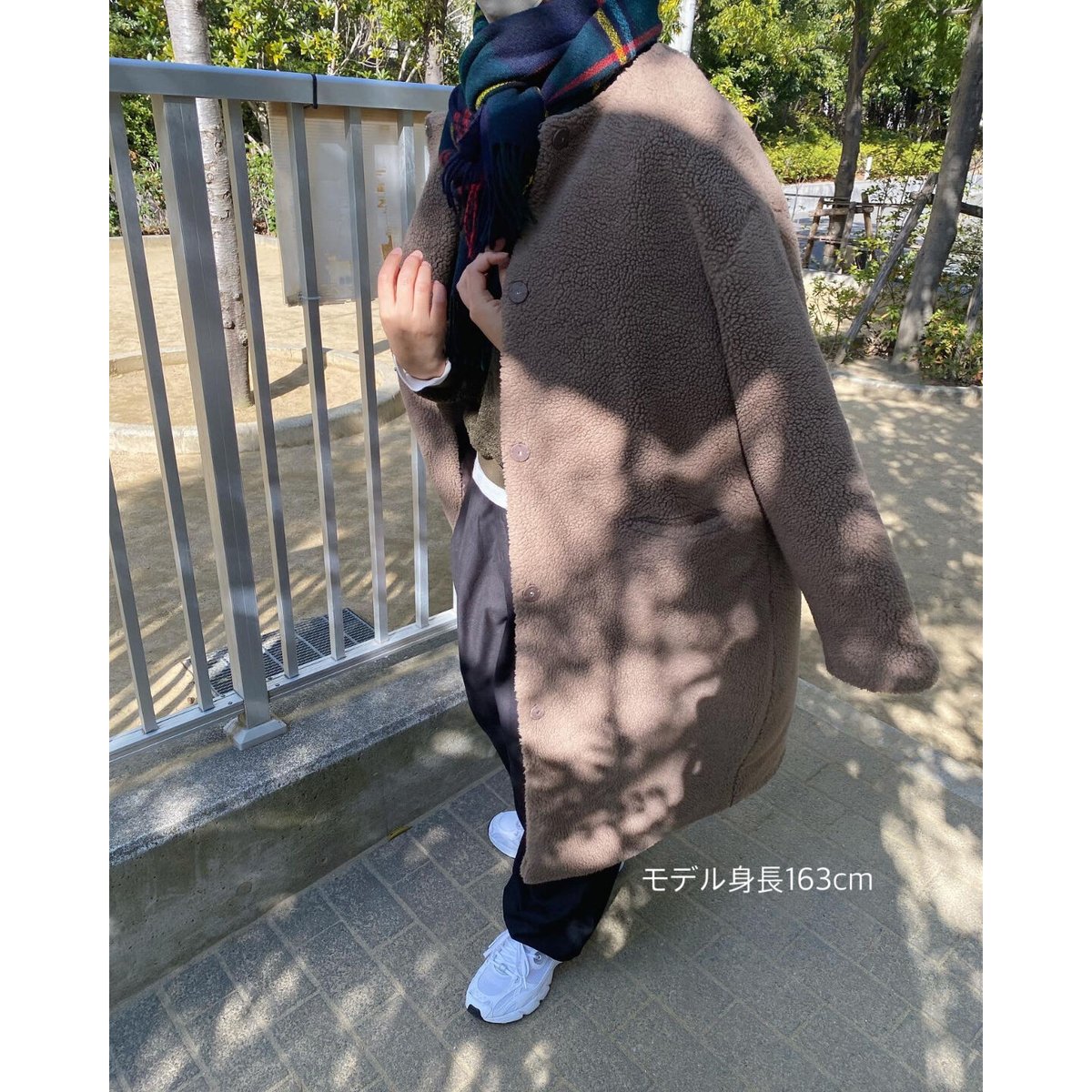 no collar boa long coat | s t k .