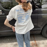 cotton blue logo print T-shirt