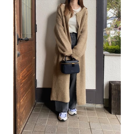 side button knit long  cardigan