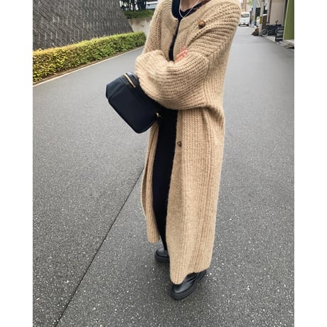 side button knit long  cardigan
