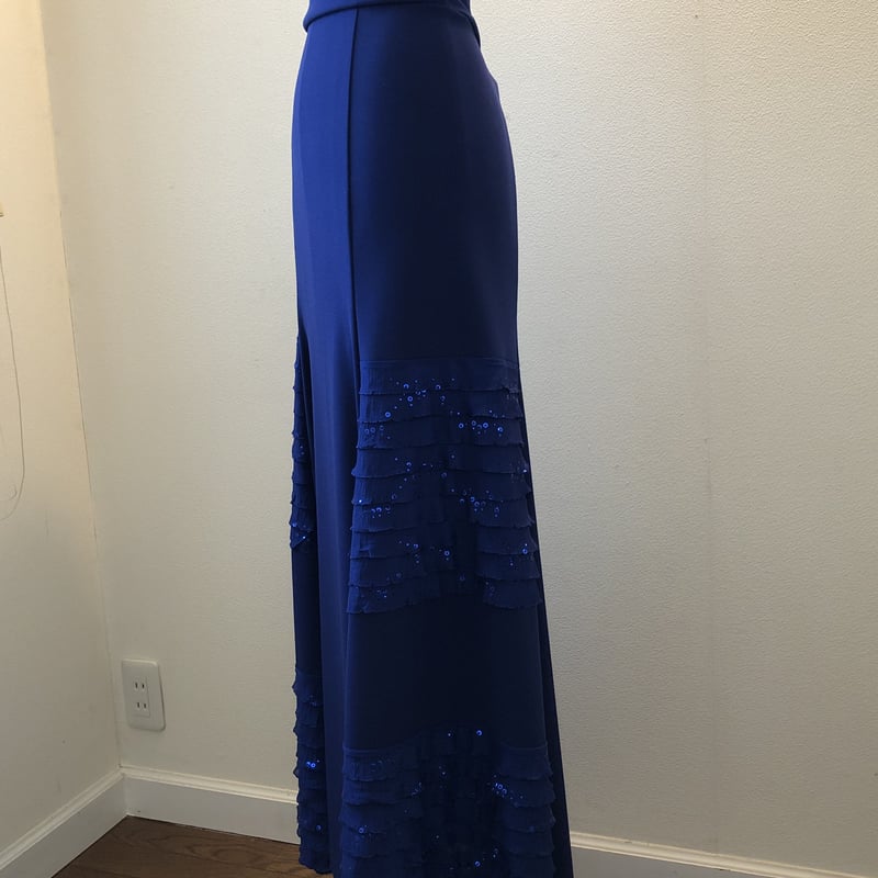 フラメンコファルダ インクブルー(スパンコール付き) フラメンコ 衣装