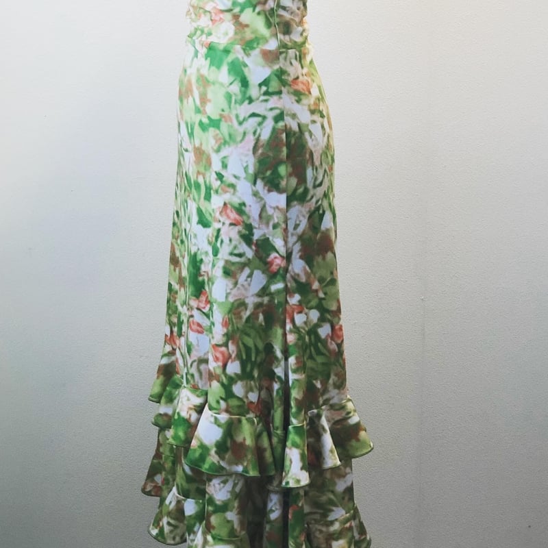 フラメンコファルダ フラメンコ衣装 グリーン 花柄 | EAAH Flamenco
