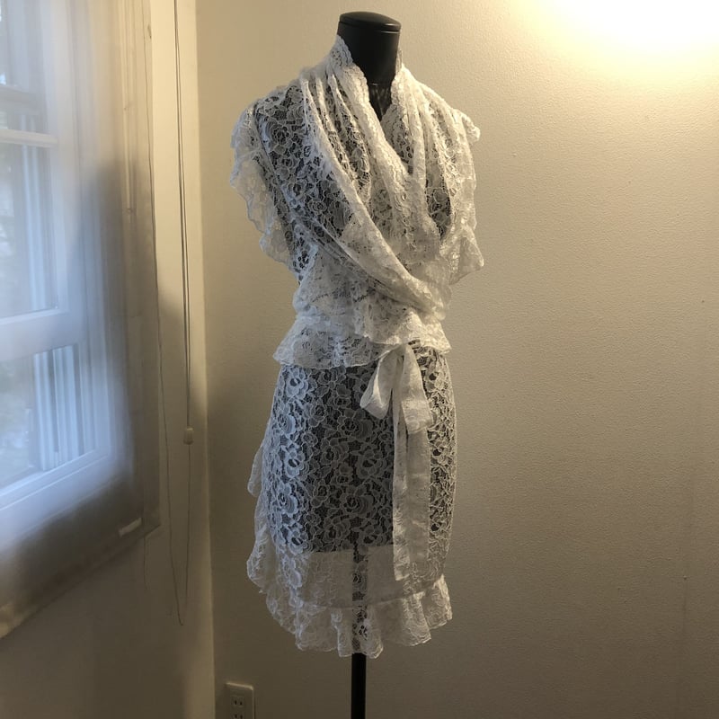 ピキージョ-エプロンセット Off White コードレース フラメンコ衣装