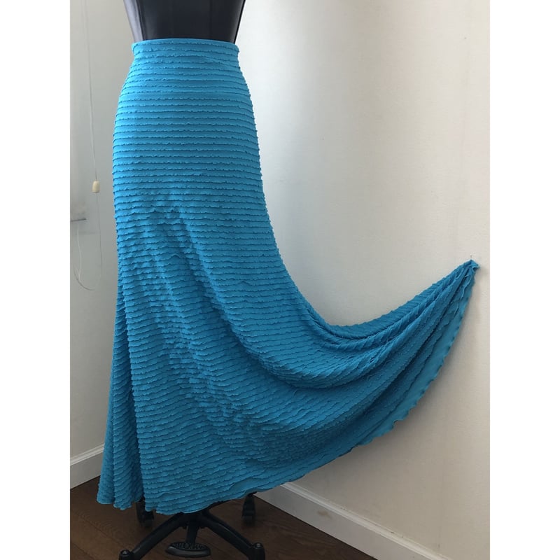 スカート トルコブルー フラメンコ衣装 ハイウエストフォルダ | EAAH