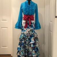 ピキージョ・エプロンセット ダークグリーン レース花柄 フラメンコ