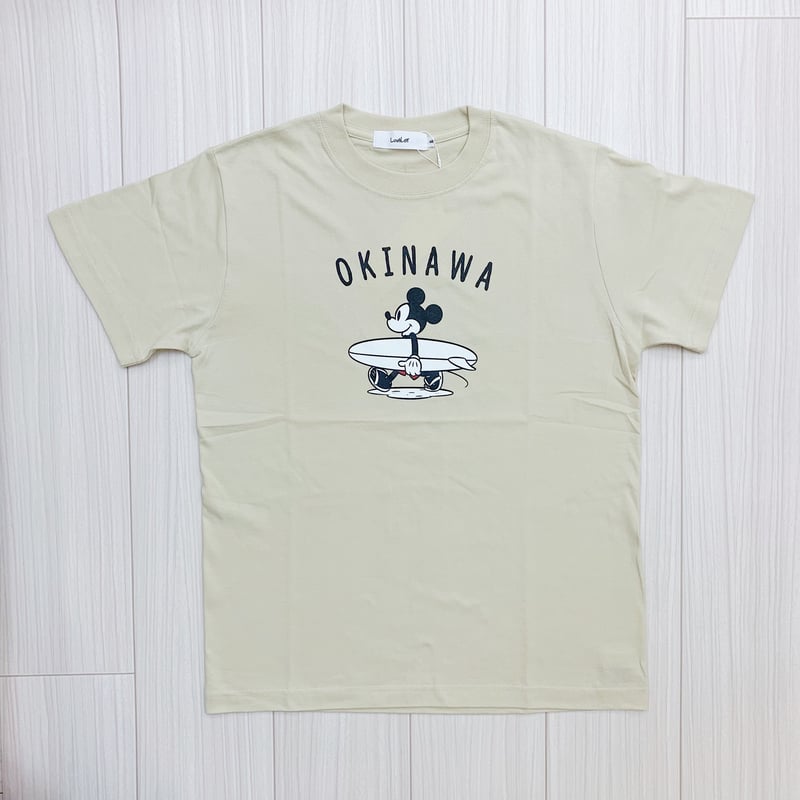 Kids】モノクロOKINAWAミッキーTシャツ【White / Black /Sand b