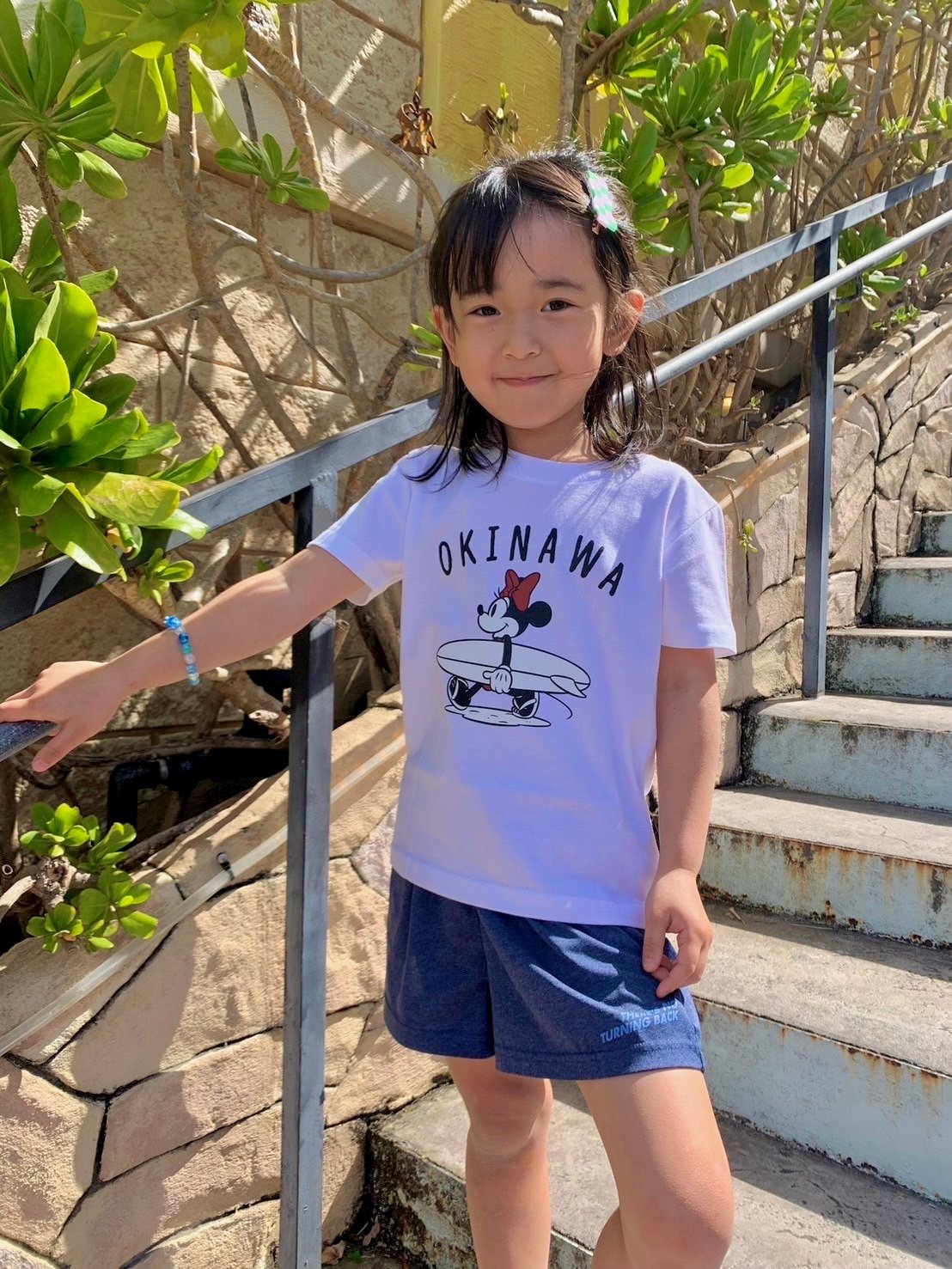 L-style ダートベア Tシャツ ミニタオル ラッキーコイン Kids】モノクロOKINAWAミニーTシャツ【White/Black/Pink】 | LO