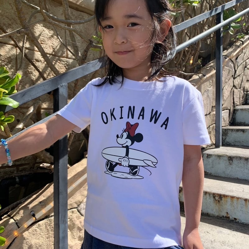 Kids】モノクロOKINAWAミニーTシャツ【White/Black/Beige】 | L