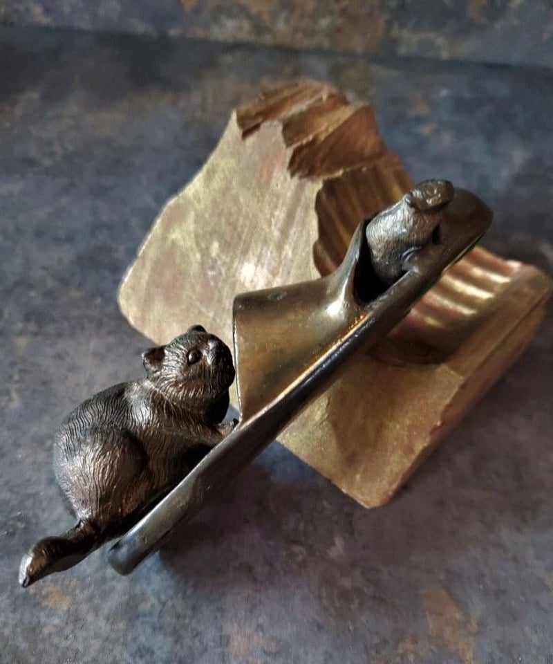 ネコとネズミのペーパーウェイト アンティーク品 | アンティーク