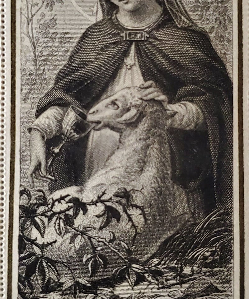 ホーリーカード 聖母マリアと小羊 アンティーク品 | アンティーク