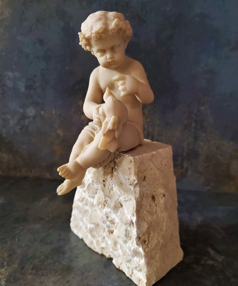 子どもの石像　ヨーロッパ　アンティーク　彫刻　石像 楽天市場】石像 イタリア製 子供像 (ガーデン オーナメント