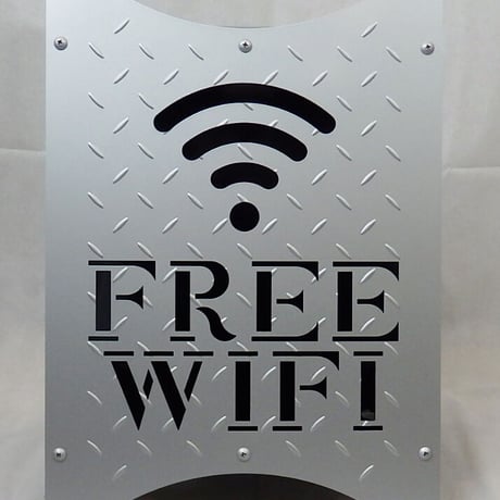 デザイン看板　小　Free wifi　カラー：シルバー＆ブラック
