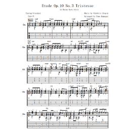 別れの曲 ボサノバアレンジ-ショパン [Level C]（ソロギター楽譜