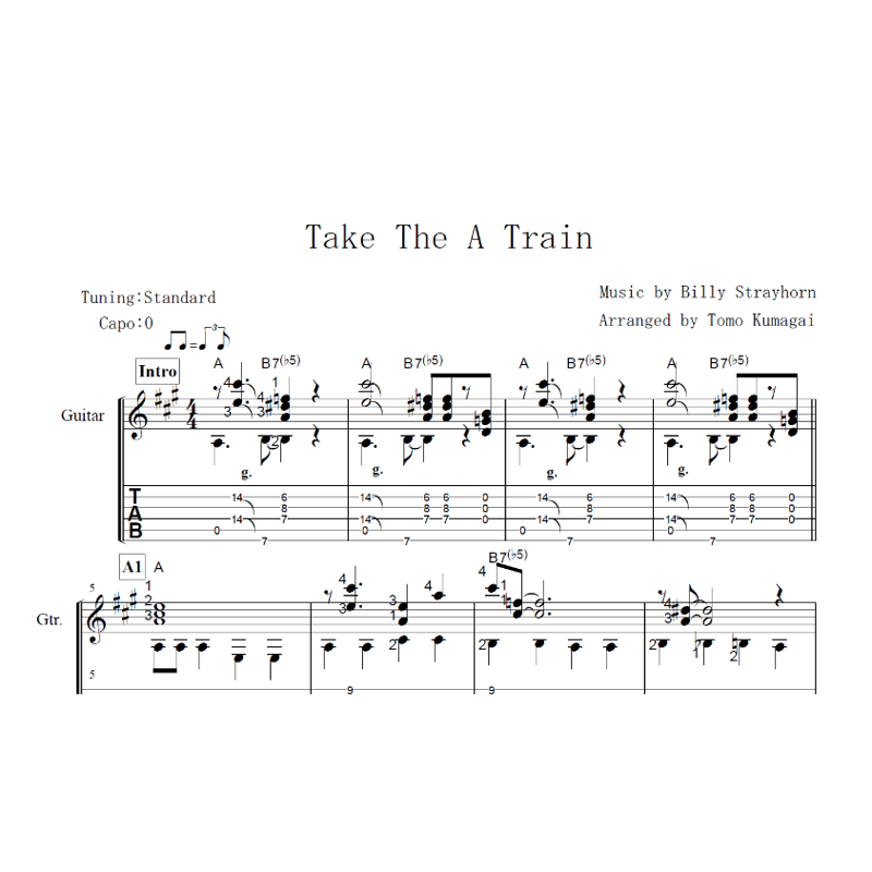 Take the A Train-A列車で行こう[Level D]（ソロギター楽譜） | Fi