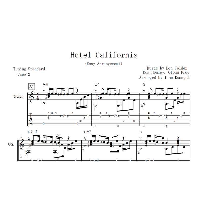 ホテルカリフォルニア 初級向け-イーグルス[Level B