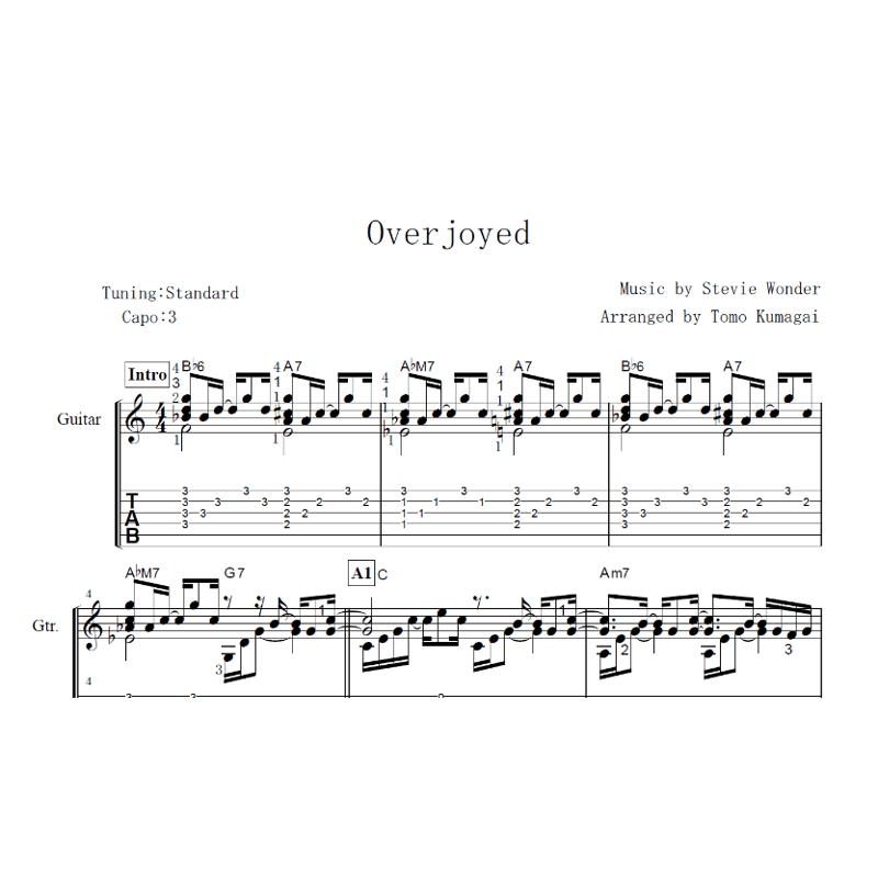 Overjoyed-スティービーワンダー [Level C]（ソロギター楽譜） | Finge