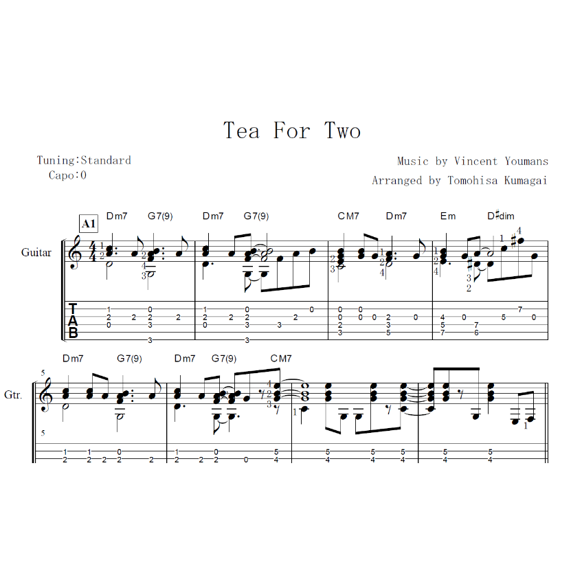 Tea for Two-二人でお茶を（ソロギター楽譜） | Fingerstyle Guita