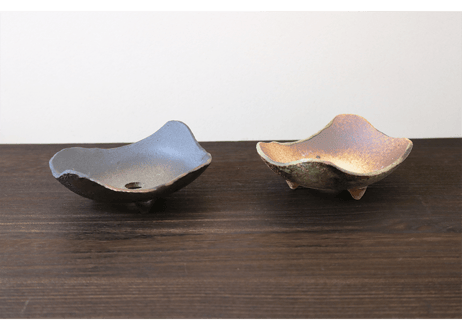 黒金・茶オリベ 4.5号 木の葉【2028-5】