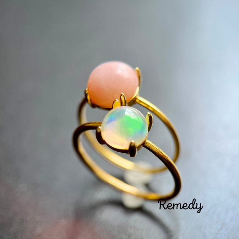 オパールとピンクオパール のリングセット【10月誕生石