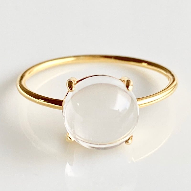 水晶（カボション カット）の一粒リング【4月誕生石】 | Remedy