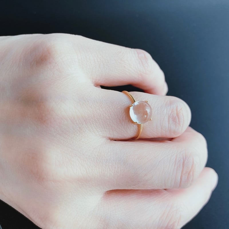 水晶（カボション カット）の一粒リング【4月誕生石】 | Remedy