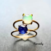 スカイブルートパーズ ・白蝶貝の一粒リング（11月誕生石） | Remedy