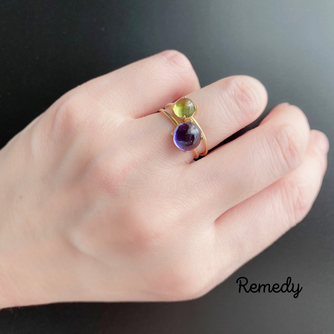 アイオライトとペリドットのリングセット(8月誕生石、3月誕生石