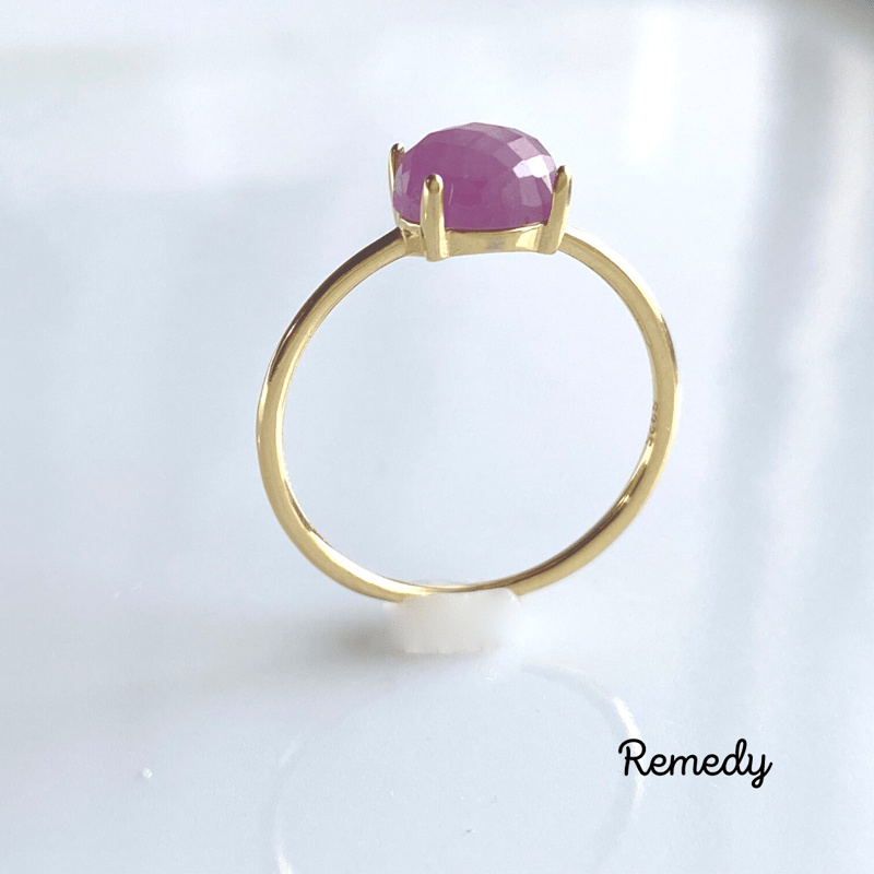 ピンクサファイアとローズクォーツのリングセット【9月誕生石