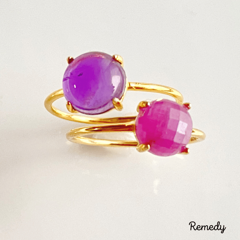 ピンクアメジスト フラワー？カービングのピアスチャーム♪