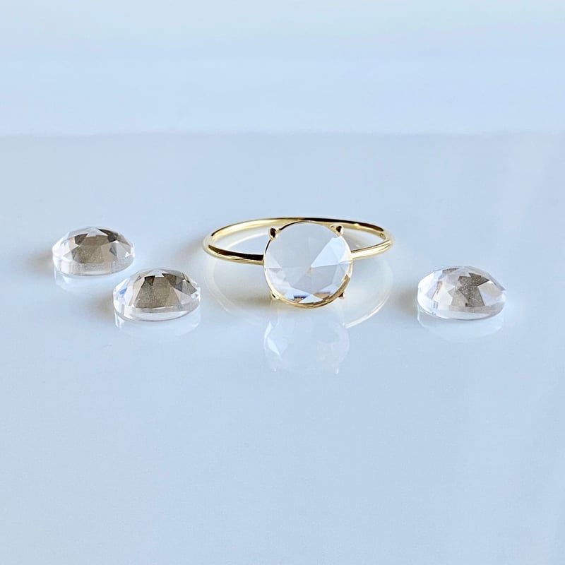 アドリンヒュー ロッククリスタル ダイヤモンド　シルバーリング　水晶　天然石 水晶（ローズカット ）の一粒リング【4月誕生石】ロッククリスタル