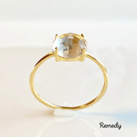 水晶（ローズカット ）の一粒リング【4月誕生石】ロッククリスタル
