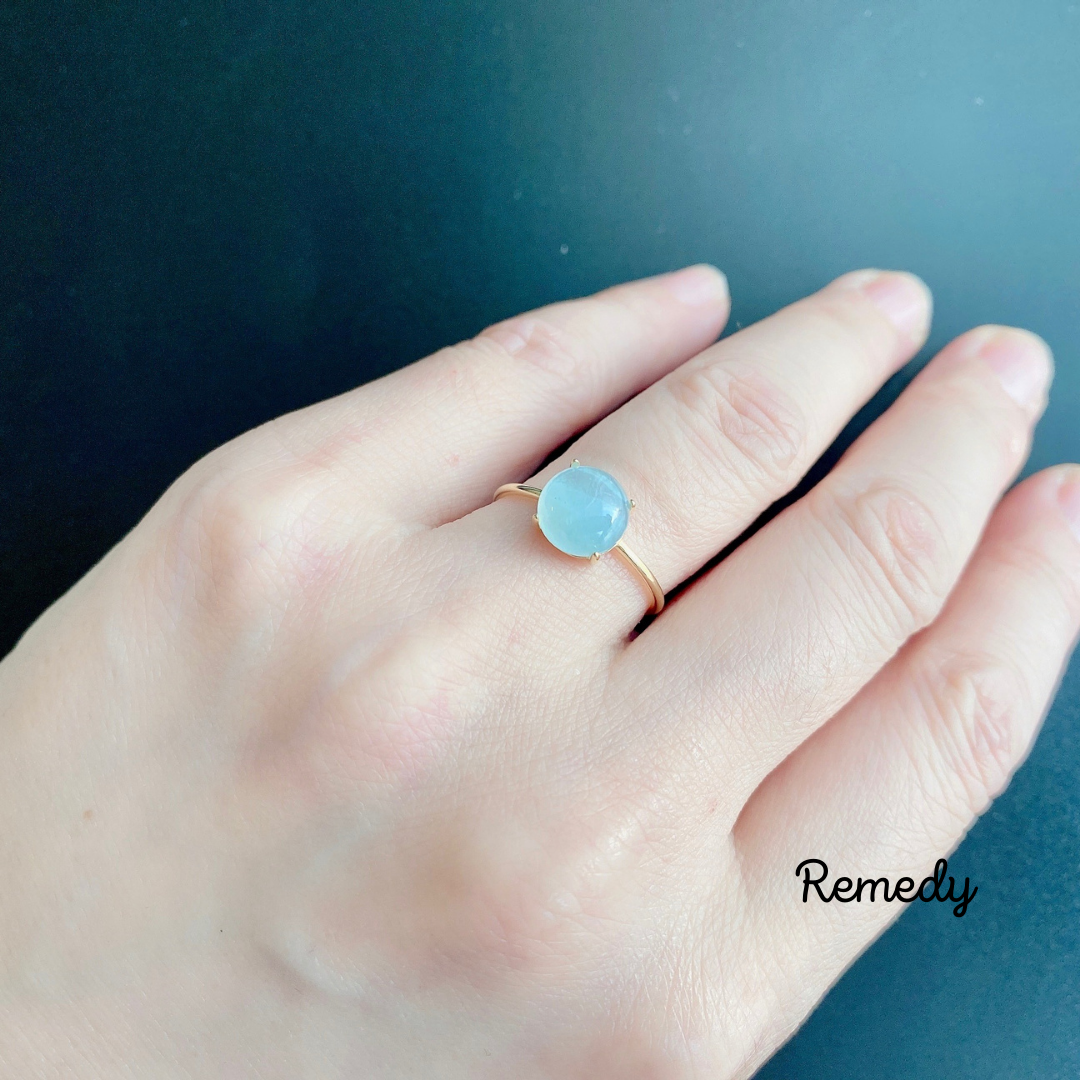 超熱 ミルキーアクアマリンの一粒リング 2.2ct 3月誕生石 Remedy | ゴールド