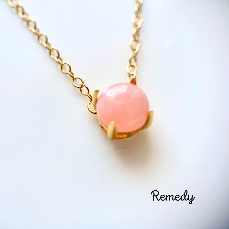 ドゥーエ】ピンクオパールの一粒ネックレス（8mm）〜silver925/18KGP 