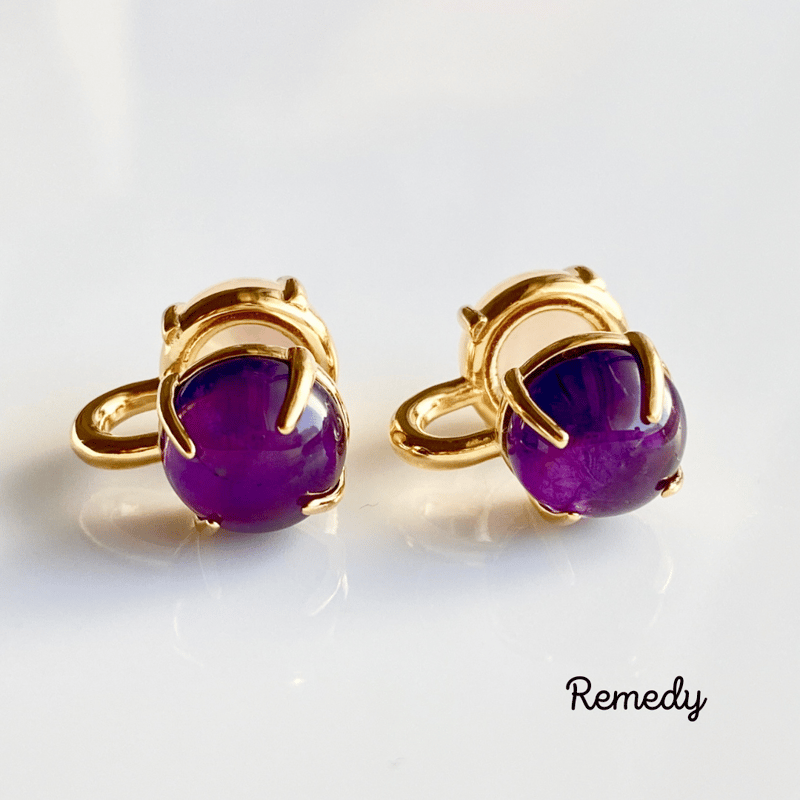アメジストと白蝶貝のリバーシブル イヤリング（2月誕生石） | Remedy  