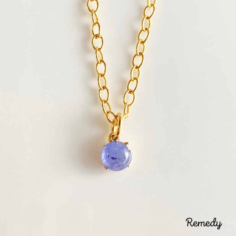 アメジストとタンザナイトのカボションWペンダント（2月、12月誕生石