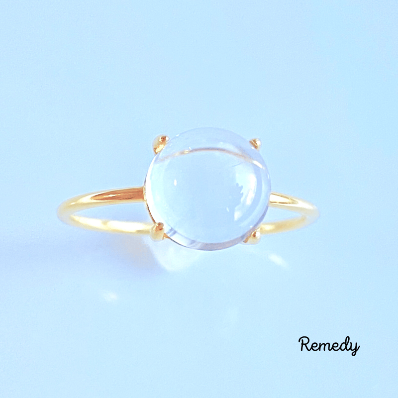 水晶（カボション カット）の一粒リング【4月誕生石】 | Remedy 