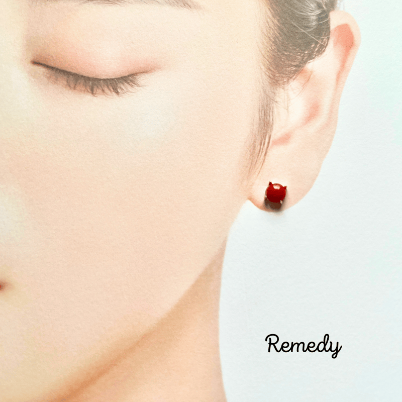 サルディーニャ産☆彡本珊瑚のスタッドピアス 18KGP Silver925 3月