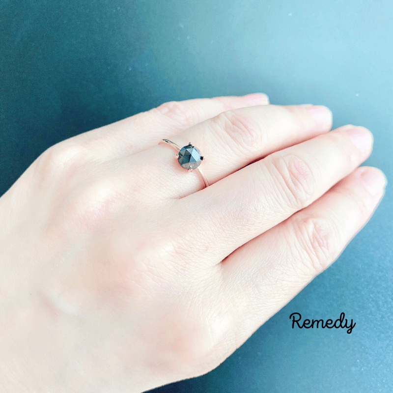 1ct ブラックダイヤモンドの一粒リング silver 925 18K 4月誕生石 | Rem...