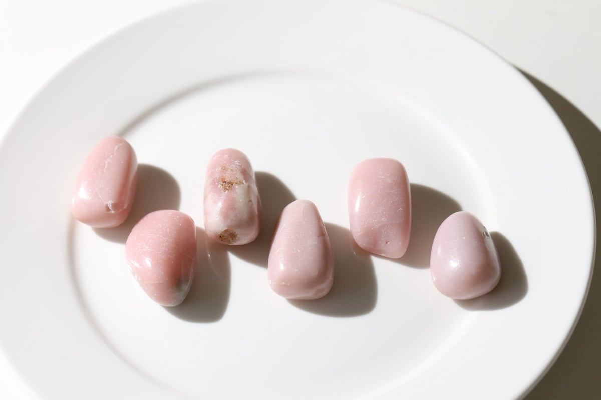 ピンクオパール 穴あき タンブル ana_tumble209 穏やかな心】ピンクオパール タンブル（6個セット） | Y.S.Y24