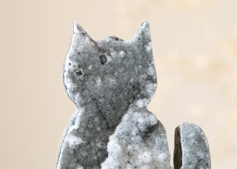 【星降る夜を見ていた】グレーアメジスト クラスター ねこ