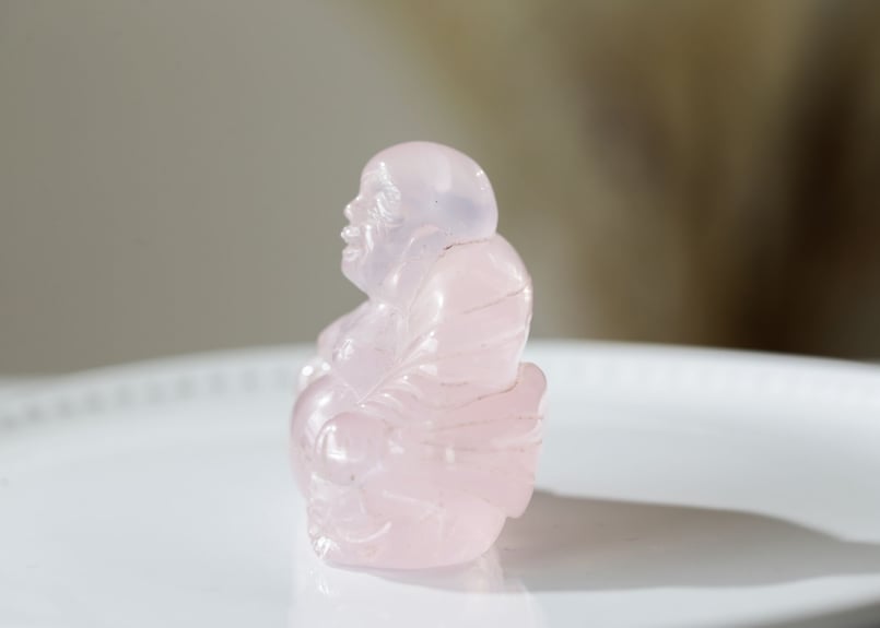 ローズクォーツ 笑顔の布袋様・約10.5cm 笑顔】ハイクオリティ ローズクォーツ 布袋様 | Y.S.Y24
