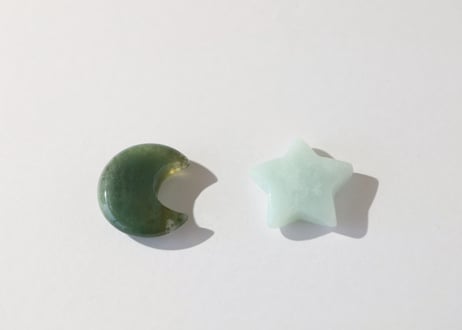 【healing】モスアゲート 月とアマゾナイト 星のハートと繋がるセット