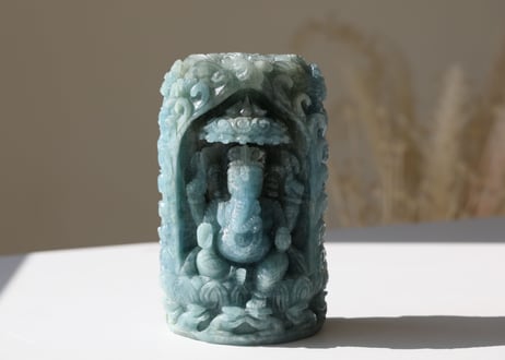 【大いなる静けさ】アクアマリン 両面ガネーシャ