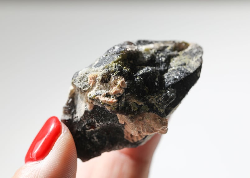 魔除け】ブラックトルマリン 握り石＆モリオン 原石の結界セットC