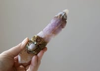 葉月ゆうによる技封入❣️【超越した幸運/良いカルマ/フロー】アメジスト＆アゲートの羽根とデンドリティック ローズクォーツの花ワンド