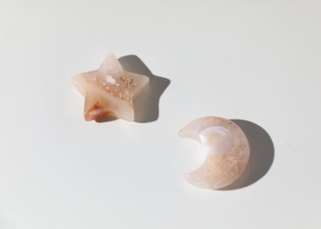 【穏やかな愛】あぶくのチェリーブロッサムアゲート 月と星