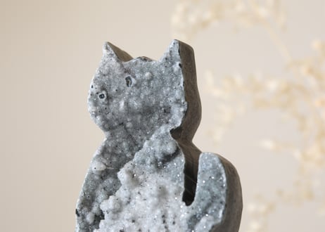 【星降る夜を見ていた】グレーアメジスト クラスター ねこ