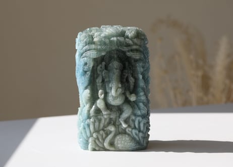 【大いなる静けさ】アクアマリン 両面ガネーシャ