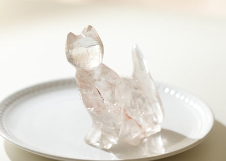 【おかえり】虹入り クリアクォーツ ねこ